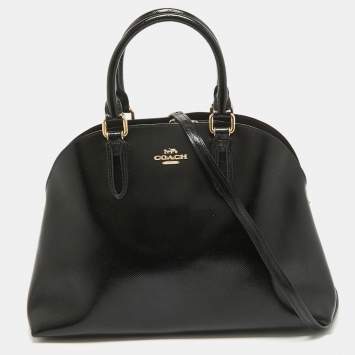 Pre Owned Coach Black Patent Leather Quinn Dome Bag