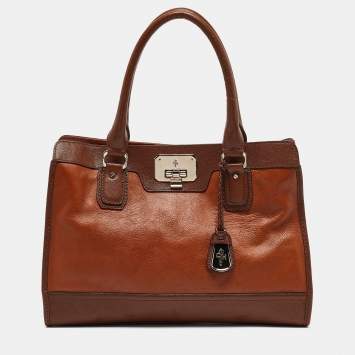 Pre Owned Cole Haan Brown Leather Vintage Valise Novelty Kendra Tote