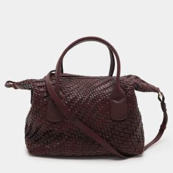 Pre Owned Cole Haan Brown Woven Leather Shoulder Bag