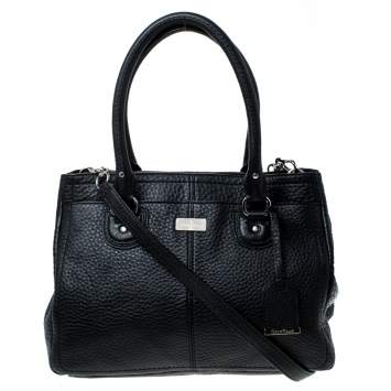 Pre Owned Cole Haan Black Pebbled Leather Tote