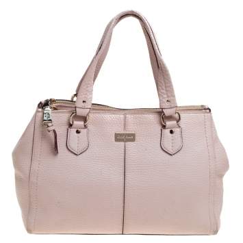 Pre Owned Cole Haan Powder Pink Leather Double Zip Tote