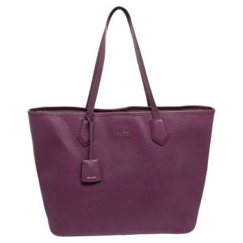 Pre Owned Cole Haan Purple Leather Tote
