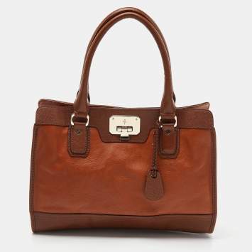 Pre Owned Cole Haan Brown Leather Vintage Valise Novelty Kendra Tote