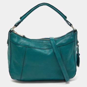 Pre Owned Cole Haan Green Leather Zip Hobo