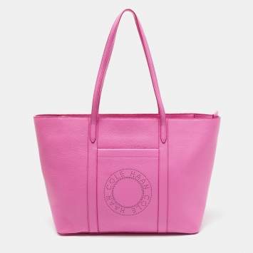Pre Owned Cole Haan Pink Leather Zip Shopper Tote
