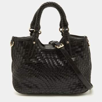 Pre Owned Cole Haan Black Woven Leather Satchel