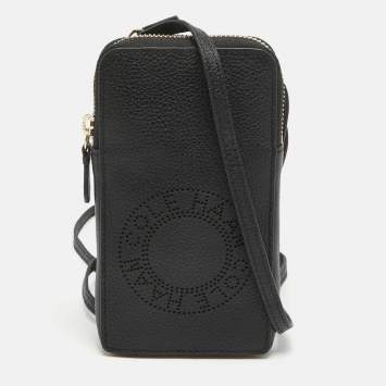 Pre Owned Cole Haan Black Leather Phone Holder Crossbody Bag
