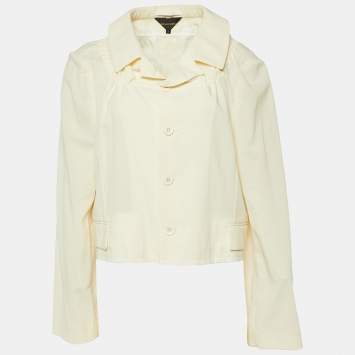 Pre Owned Comme des Garcons Cream Wool Blend Cropped Shirt M