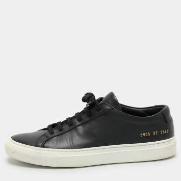 Pre Owned Common Projects Black Leather Low Top Sneakers Size 37