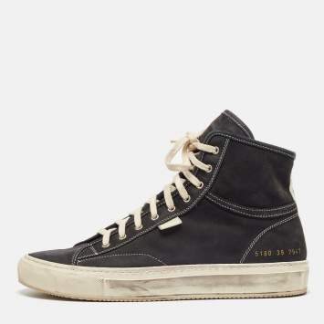 Common Projects Black Nubuck Leather Tournament High Top Sneakers Size 39