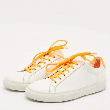 Common Projects White Leather Achilles Low Top Sneakers Size