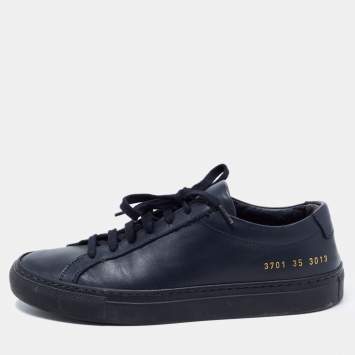 Pre Owned Common Projects Blue Leather Low Top Sneakers Size 35