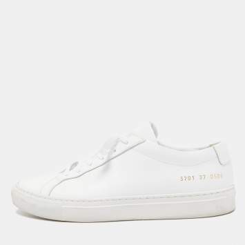 Pre Owned Common Projects White Leather Achilles Low Top Sneakers Size 37