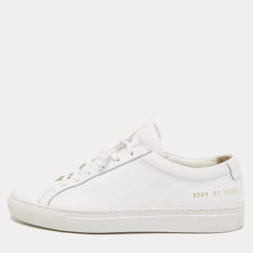 Pre Owned Common Projects White Leather Achilles Low Top Sneakers Size 37