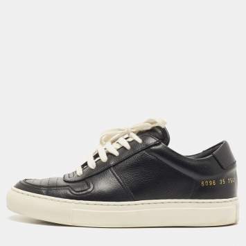 Pre Owned Common Projects Black Leather Bumby Low Top Sneakers Size 35