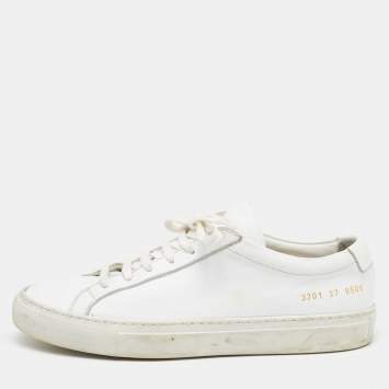 Pre Owned Common Projects White Leather Achilles Low Top Sneakers Size 37