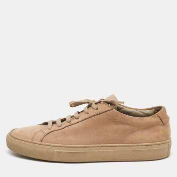 Pre Owned Common Projects Beige Suede Achilles Lace Up Sneakers Size 37