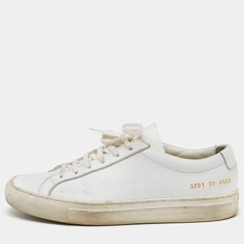 Pre Owned Common Projects White Leather Achilles Low Top Sneakers Size 37
