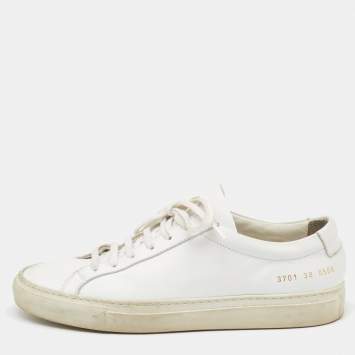 Pre Owned Common Projects White Leather Achilles Low Top Sneakers Size 38