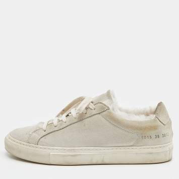 Pre Owned Common Projects Grey Suede Achilles Lace Up Sneakers Size 38