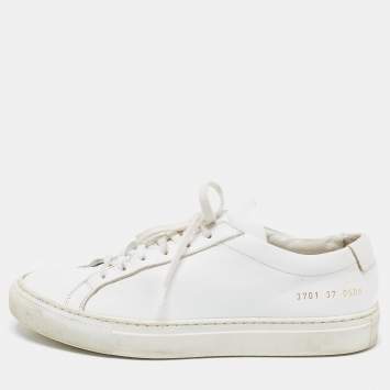 Pre Owned Common Projects White Leather Achilles Low Top Sneakers Size 37
