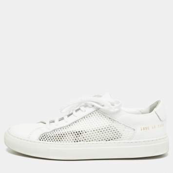 Pre Owned Common Projects White Leather and Mesh Achilles Sneakers Size 40