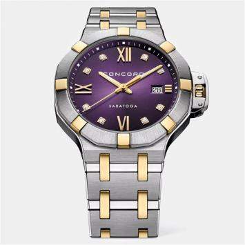 Pre Owned Concord Purple Stainless Steel Saratoga 0320584 Quartz Women's Wristwatch 31 mm