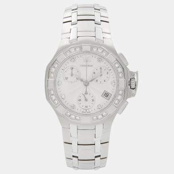 Pre Owned Concord Saratoga 310889 Quartz Diamond Silver Dial Stainless Steel Women's Wristwatch 33 mm