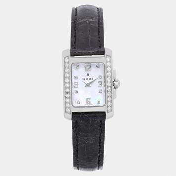Pre Owned Concord Sportivo 14.25.662.1 Quartz MOP Diamond Dial Stainless Steel Women's Wristwatch 19 mm