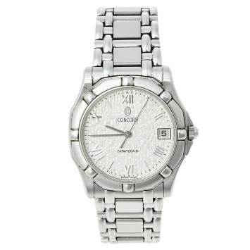 Pre Owned Concord Silver Stainless Steel Saratoga SL 14-C2-230 Unisex Wristwatch 34 mm