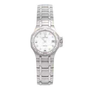 Pre Owned Concord Mother of Pearl Stainless Steel Diamonds Saratoga 14.E1.1855 S Women's Wristwatch 28 mm