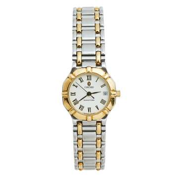 Pre Owned Concord White 18k Yellow Gold Stainless Steel Saratoga 15.73.287/1 Women's Wristwatch 23 mm