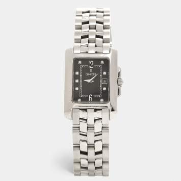 Pre Owned Concord Black Stainless Steel Diamond Sportivo 14.36.622.1 Women's Wristwatch 26 mm
