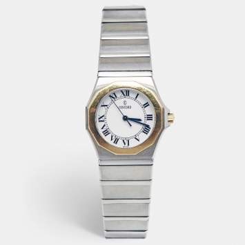 Pre Owned Concord White 18k Yellow Gold Stainless Steel Mariner 15.57.1500 Women's Wristwatch 27 mm