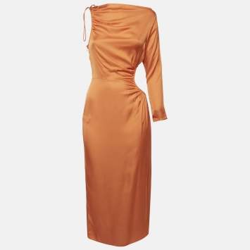 Cult Gaia Orange Viscose Blend Cut-Out Detail Midi Dress S