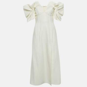 Pre Owned Cult Gaia Off-White Linen Blend Off-Shoulder Muna Long Dress S