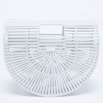 Pre Owned Cult Gaia White Bamboo Small Ark Top Handle Bag