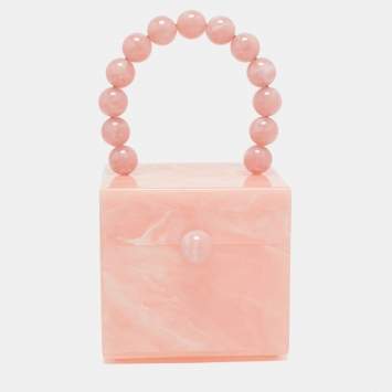 Pre Owned Cult Gaia Pink Marble Print Acrylic EOS Box Bag