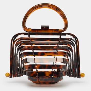 Pre Owned Cult Gaia Brown Acrylic Lilleth Top Handle Bag