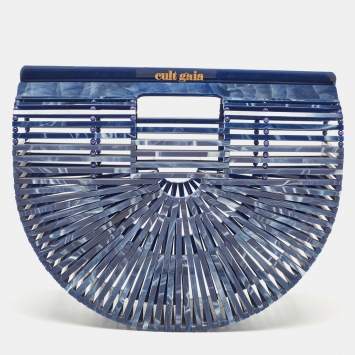 Pre Owned Cult Gaia Navy Blue Acrylic Ark Clutch