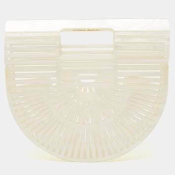 Pre Owned Cult Gaia Pearl White Acrylic Mini Ark Clutch