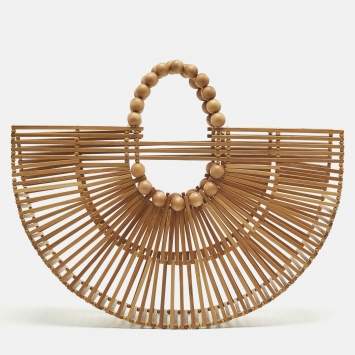 Pre Owned Cult Gaia x Adriana Degreas Brown Bamboo Fan Ark clutch