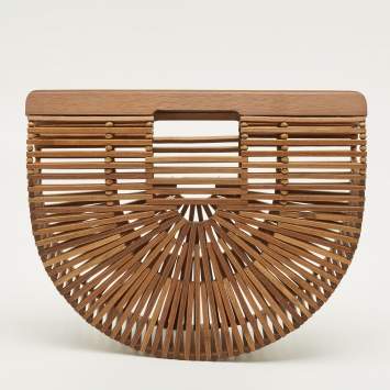 Pre Owned Cult Gaia Ark Brown Bamboo Clutch