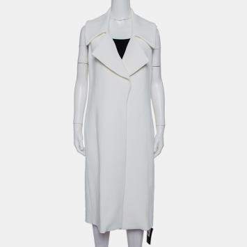 Cushnie et Ochs White Crepe Collared Open Front Coat S 