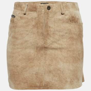 Pre Owned تنورة دولتشي أند غابانا صوف بيج بجيوب أمامية ميني مقاس صغير (سمول)