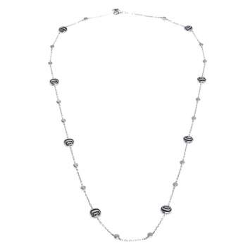 Pre Owned Damiani Damianissima Onyx Diamond Silver Long Station Necklace