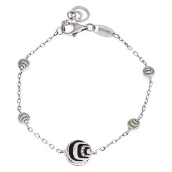 Pre Owned Damiani Damianissima Onyx Diamond Silver Station Bracelet