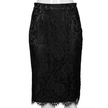 Pre Owned D&G Black Lace Pencil Skirt M 
