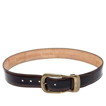Pre Owned D & G Black/Brown Leather Buckle Belt 85CM