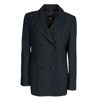 Pre Owned D&G Black Floral Jacquard Double Breasted Blazer M